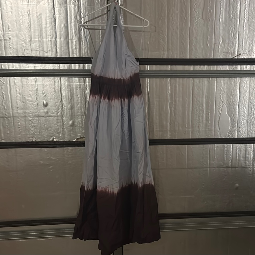 ALC Brown and White Halter Maxi Sundress